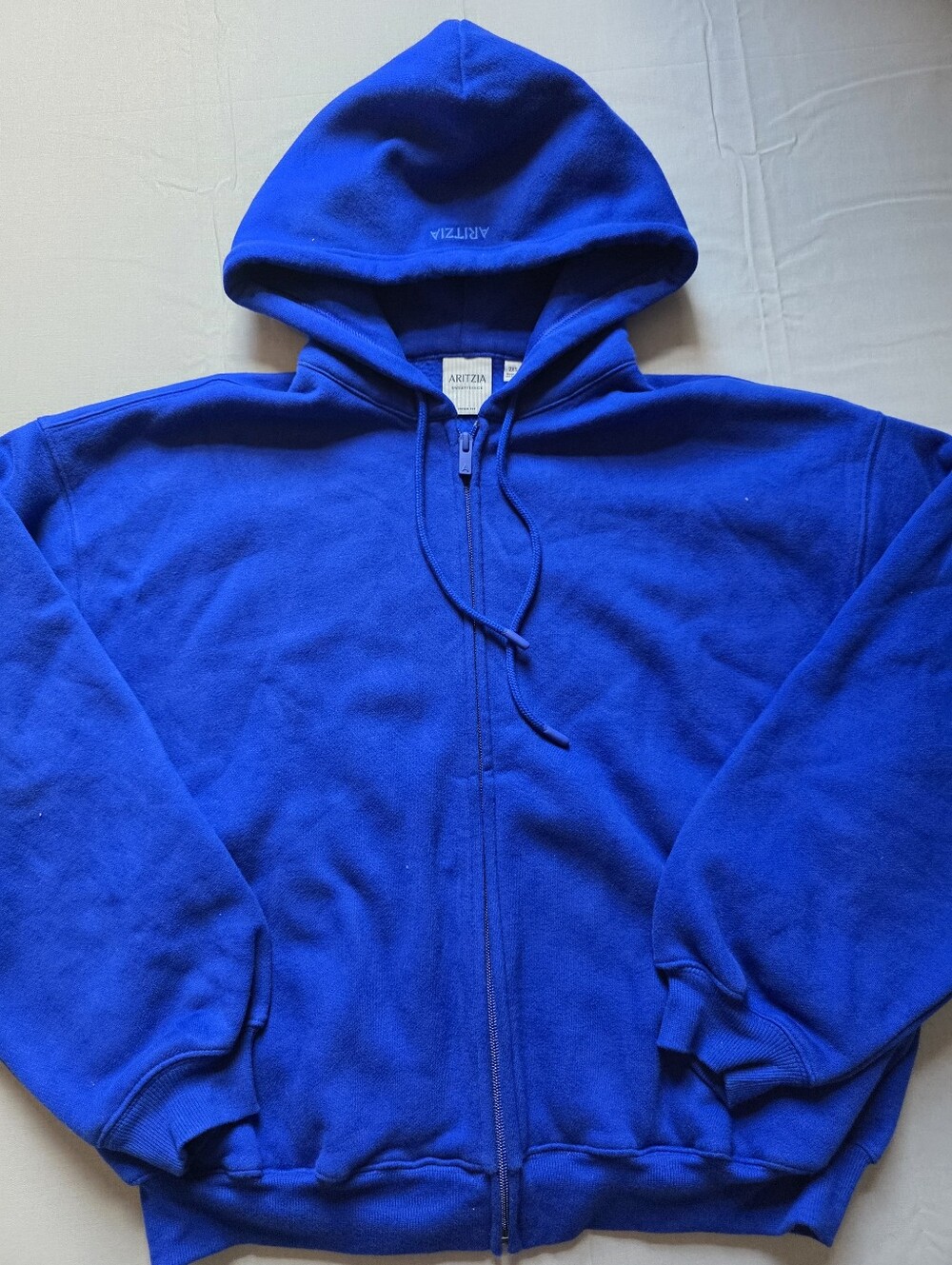 Aritzia Sweatfleece Mega Fit Full zip hoodie JAZZ BLUE XXS oversized